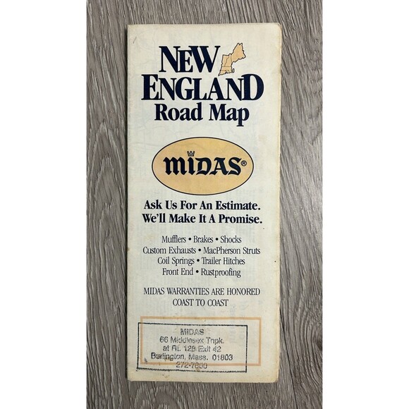 Lot Of 4 Vintage 1960s-70s New England Road Maps Gulf Sunoco Midas Maine Boston - Picture 5 of 11